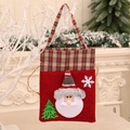 Sacchetto regalo di Natale a quadri con figura di Babbo Natale e albero in feltro - Babbo Natale