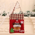 Sacchetto regalo di Natale rosso con renna e bordo a quadri verdi per dolciumi - Renna