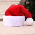 Cappello di Babbo Natale classico rosso e bianco in morbido peluche con pompon soffice - Rosso