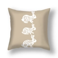 Easter linen pillow cover with three white mandala rabbit prints on beige fabric - Beige Vertical Three Rabbits Style (22DM9-12)