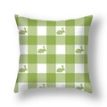 Easter bunny pillow cover featuring green plaid and floral rabbit pattern on linen - Green White Plaid Rabbit Style (22DM9-14)
