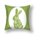 Easter rabbit silhouette pillow cover in green and white linen for home sofa decoration - Green Egg Shape Rabbit Silhouette Style (22DM9-15)