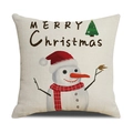 Linen Christmas pillowcase featuring snowman design and Merry Christmas lettering - 45x45cm (Single Cover) / Snowman Style (22YM17-1)