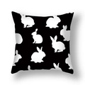 Easter throw pillow cover with white rabbit silhouettes on a black linen background - Black Background Multi White Rabbit Silhouette Style (22DM9-19)