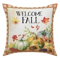 Detail des Welcome Fall Leinenkissenbezugs mit Aquarell Kürbis und Sonnenblumen - Welcome Fall Kürbis Set Stil (23YM43-3) / 45x45cm(Nur Bezug)