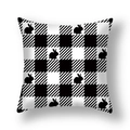 Linen Easter pillowcase with black and white checkerboard pattern and rabbit silhouettes - Black White Checkerboard Rabbit Silhouette Style (22DM9-20)