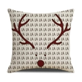 Linen Christmas pillowcase with reindeer antlers and red nose on LA LA LA pattern - 45x45cm (Single Cover) / Reindeer Style (22YM17-3)