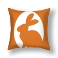 Orange Easter linen pillowcase featuring a white oval with a minimalist rabbit silhouette - Orange Background Egg Shape Orange Rabbit Style (22DM9-25)