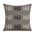 Housse de coussin de Noël en lin gris avec motif imprimé HO HO HO noir et blanc - 45x45cm (Housse Seule) / Style Police HO HO HO (22YM17-11)