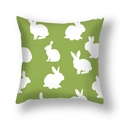 Easter throw pillow cover in sage green linen with white bunny silhouettes pattern - Green Background Multi White Rabbit Silhouette Style (22DM9-32)