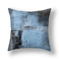 Abstract oil painting style pillow cover in navy blue and grey minimalist tones - 45*45cm (Cover Only) / Blue Gray Black Abstract Art Style (23CR11-1)