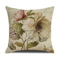 Vintage-Kissenhülle aus Leinen mit gelben Blumen, Schmetterlingen und Paris-Schriftzug - 45x45cm (1 Stück) / Paris Vintage Schmetterlingsstil (23YM22-5)