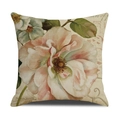 Leinen-Kissenbezug mit Vintage-Aquarellblumen in Rosa und rustikalen Pflanzenmustern - 45x45cm (1 Stück) / Russischer Aquarell-Blumenstil (23YM22-7)