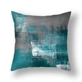 Abstract oil painting style pillowcase in peacock blue and grey tones for sofa decor - 45*45cm (Cover Only) / Peacock Blue Gray White Modern Abstract Style (23CR11-6)
