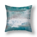 Square polyester pillow cover with abstract teal and grey oil painting art print - 45*45cm (Cover Only) / Teal White Gray Abstract Texture Style (23CR11-8)