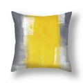 Modern abstract yellow and grey brushstroke print polyester decorative pillowcase - 45*45cm (Cover Only) / Yellow Dark Gray White Abstract Art Style (23CR11-9)