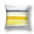 Modern abstract yellow and grey striped square pillow cover for sofa decoration - 45*45cm (Cover Only) / Yellow Gray White Horizontal Stripe Abstract Style (23CR11-10)