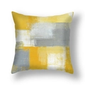 Modern abstract cushion cover with yellow and grey oil painting texture on white background - 45*45cm (Cover Only) / Yellow Gray White Abstract Color Block Oil Painting Style (23CR11-11)