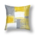Abstract geometric pillow cover in yellow and grey with artistic oil paint texture - 45*45cm (Cover Only) / Yellow Gray White Geometric Color Block Patchwork Style (23CR11-12)