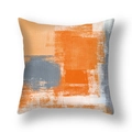 Modern abstract cushion cover with orange and grey oil painting blocks in textured fabric - 45*45cm (Cover Only) / Orange Tangerine Gray Abstract Oil Color Block Style (23CR11-14)
