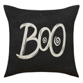 Detail van Halloween kussensloop van linnen met witte BOO-tekst en patronen - 45*45cm (Zonder kussenvulling) / BOO Patroon (23YM54-1)