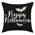 Detail van Halloween kussensloop met vleermuizen en Happy Halloween-opdruk - 45*45cm (Zonder kussenvulling) / Vleermuis Halloween Patroon (23YM54-4)