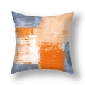 Square polyester pillow cover featuring abstract oil painting print in orange and gray - 45*45cm (Cover Only) / Tangerine Gray Beige Abstract Art Style (23CR11-15)