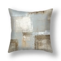 Abstract geometric color block cushion cover with brown and blue oil painting texture - 45*45cm (Cover Only) / Brown Blue White Beige Abstract Texture Style (23CR11-19)