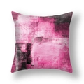 Modern abstract art pillow cover with pink and black paint splash print on white fabric - 45*45cm (Cover Only) / Pink Black White Abstract Art Style (23CR11-21)