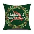 Housse de coussin en lin vert foncé avec renne rouge et couronne de Noël festive - 45x45cm (Housse Seule) / Style Couronne de Cerf Vert Foncé (22YM17-37)