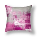 Modern abstract pillow cover with magenta and grey geometric pattern in polyester fabric - 45*45cm (Cover Only) / Magenta Pink Gray White Abstract Combination Style (23CR11-24)