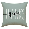 Saliegroene linnen kussenhoes met witte give THANKS tekst voor Thanksgiving decoratie - Saliegroen Give Thanks (23YM45-4)