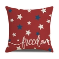 Freedom star print linen pillowcase in red, white and blue American style for sofas - Freedom Red Star Base Style (23YM8-7)