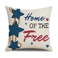 Square Independence Day pillow cover with blue star and Home of the Free print - Home of the Free Rope Star Style (23YM8-8)