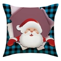Christmas snowman throw pillow cover with buffalo plaid border and Santa Claus print - Cartoon Santa Claus Paper Tear Style (Spec 1)