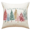Detail of Christmas pillowcase with watercolor trees and 'tis the season to sparkle text - Christmas Tree Style (23YM85-4)