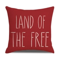 Independence Day red linen pillowcase featuring LAND OF THE FREE print for sofa decor - Land of the Free Red Base Style (23YM8-18)