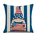 Linen pillowcase featuring Patriotic 4th of July gnome and American flag stripes - Gnome Flag Stripes Base Style (23YM8-19)