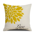 Funda de cojín de lino con estampado floral amarillo y texto Live every moment - Live Every Moment - Girasol Amarillo (23YM20-1)