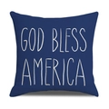 Navy linen Independence Day pillowcase with white God Bless America print lettering - God Bless America Blue Style (23YM8-20)