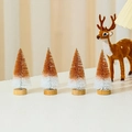 Set di quattro mini alberi di cedro con sfumatura marrone-bianco e base in legno - Bicolore Arancione e Bianco (Confezione da 4)