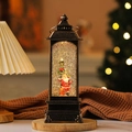 Lanterne de Noël vintage en bronze avec Père Noël, lumières LED et effet de neige - Lanterne Carrée Réverbère Père Noël (Lumière Musique)