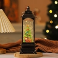 Lanterne de Noël vintage en bronze avec figurine Père Noël et lumière LED chaude - Lanterne Carrée Sapin de Noël (Lumière Musique)