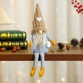 Knitted sitting gnome plush with long legs, grey body and brown striped heart hat - Brown Beard Style