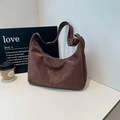 Bolso hobo marrón oscuro en ante mate con correa ajustable y cierre de cremallera superior - Marrón