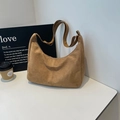 Bolso hobo de ante marrón con correa ajustable y diseño vintage de gran capacidad - Caqui