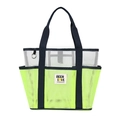 Bolso de playa de malla de gran capacidad con paneles bicolor verde neón y blanco - Verde
