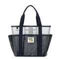 Bolso de playa de malla azul marino con múltiples bolsillos y asas resistentes - Azul marino