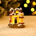 Luminous resin Christmas house ornament with warm LED lights and snowy details - Style A / 9x7.5x11cm