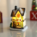 Illuminated resin Christmas CAFE house with warm LED lights and faux snow detail - Cafe (I)